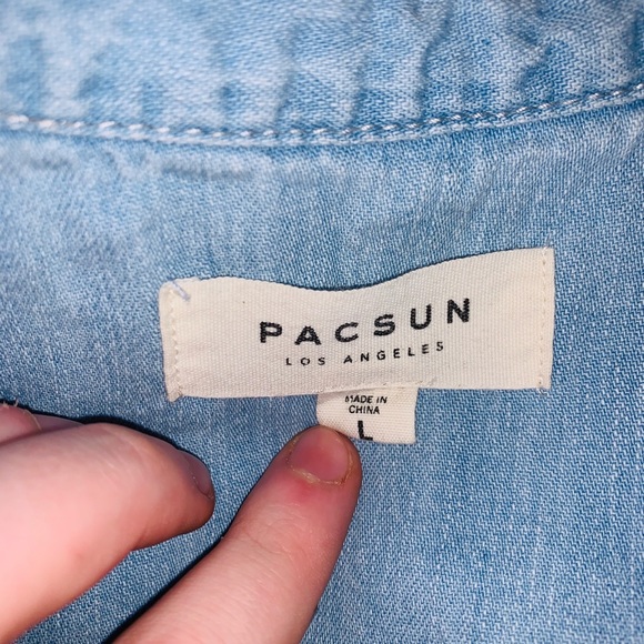 Pacsun blue chambray denim button up down shirt - Picture 7 of 10